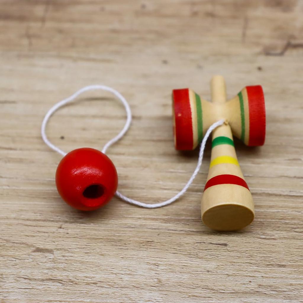 Miniature Japanese Traditional Wooden Kendama Toy (6.5cm H x 3cm W x 2cm D) Set of 10 for Commercial Use