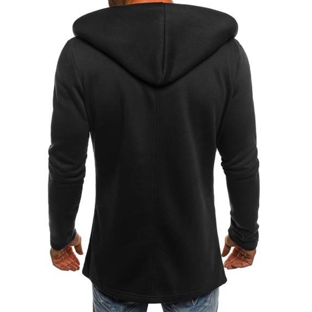 Camicetta da uomo a maniche lunghe con trench in tinta unita con cappuccio e cardigan