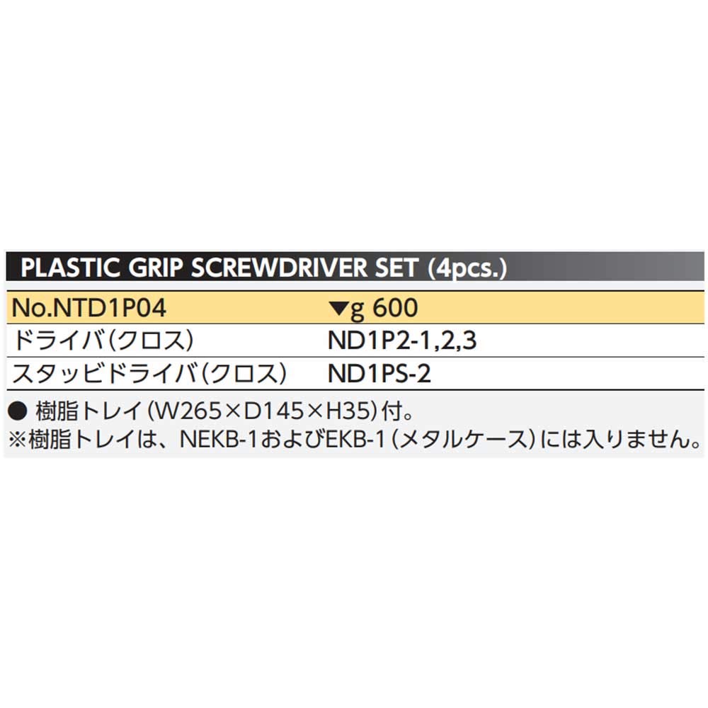 Kyoto Tool (KTC) Nepros Resin Handle Cross Screwdriver Set (4-Piece Set) NTD1P04