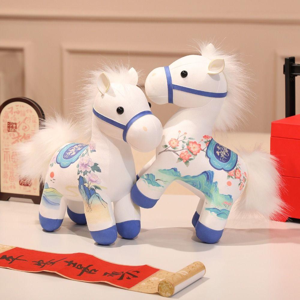 PP Cotton Zodiac Pony Figurine Soft Plush Horse Doll Pendant Cartoon Steed Doll  Festive Decor