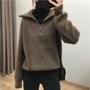 Zipper Large Laps Solid Color Sweater Loose Pullover Sweater Jacket