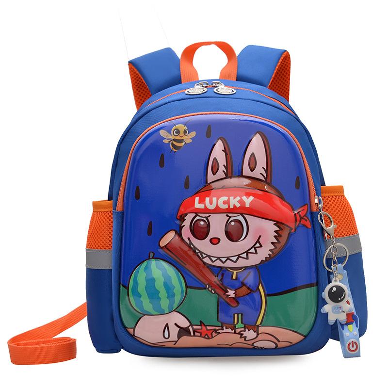Labubu School Bag Cartoon School Bag 2-4 Years Old Boys and Girls Anti-lost Small Backpack 3D Three-dimensional Hard Shell Backpack