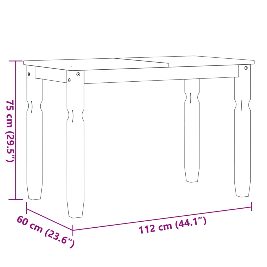 Dining Table Corona Gray 112 x 60 x 75 cm Solid Pine Wood