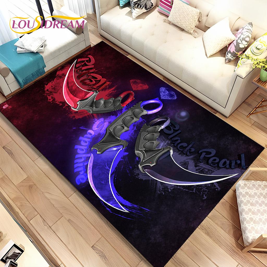 CS,knife,Swiss Knife Sword Games Area Rug,Carpet Rug for Home Living Room Children Bedroom Sofa Doormat Decor,Non-slip Floor Mat