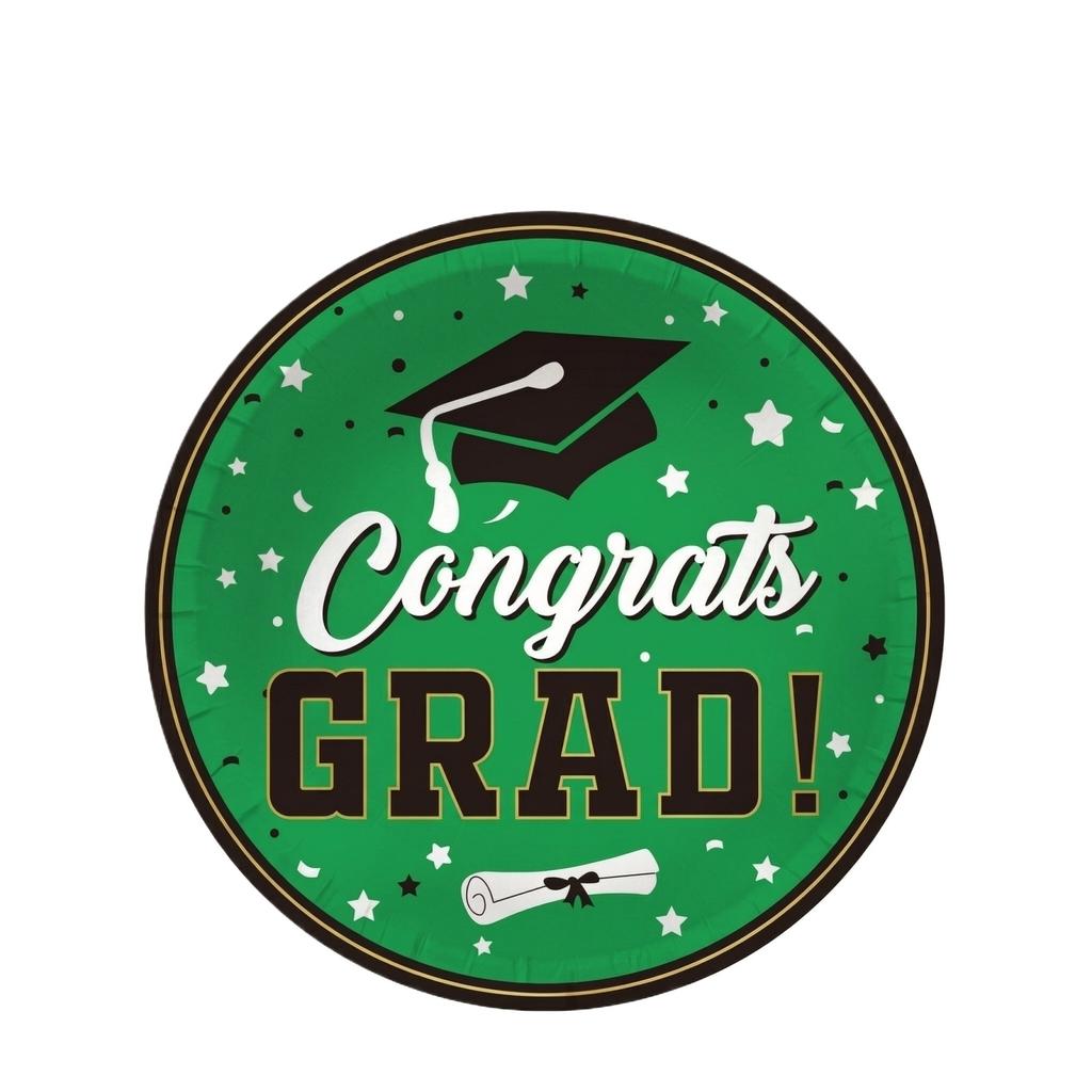 Graduation Party Tableware Set Includes Paper Plates Napkins Tablecloth and Decorations for Celebration Event Supplies