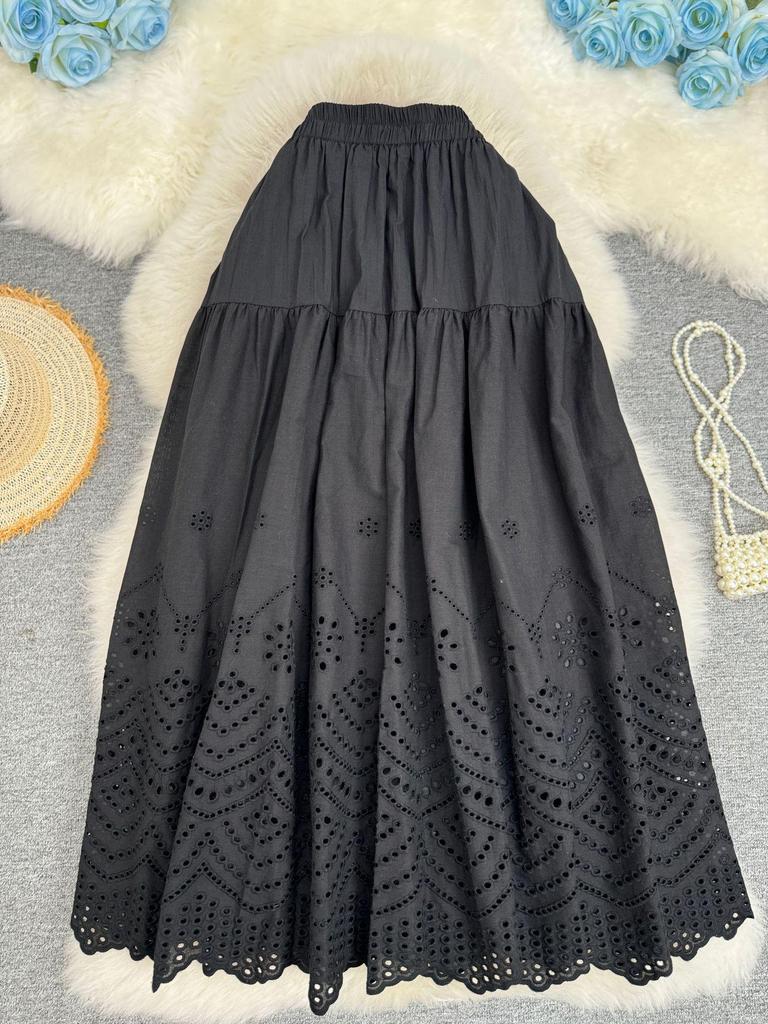 European & American Lace Patchwork A-line Midi Skirt - Classic, Versatile & Stylish