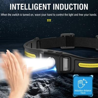 3000LM Mocna latarka czołowa COB LED Indukcyjna latarka czołowa Silikonowa latarka czołowa z możliwością ładowania USB-C Latarka kempingowa i wędkarska