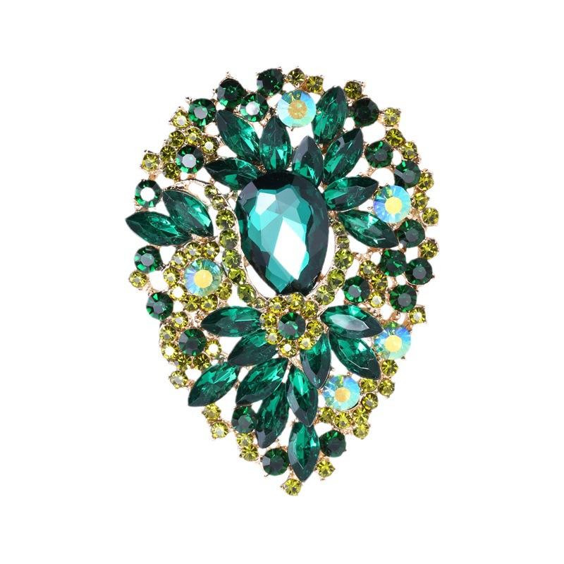 Shining Stained Glass Brooch Vintage Elegant Crystal Inlaid Pin Brooch Women'S Clothing Accessories