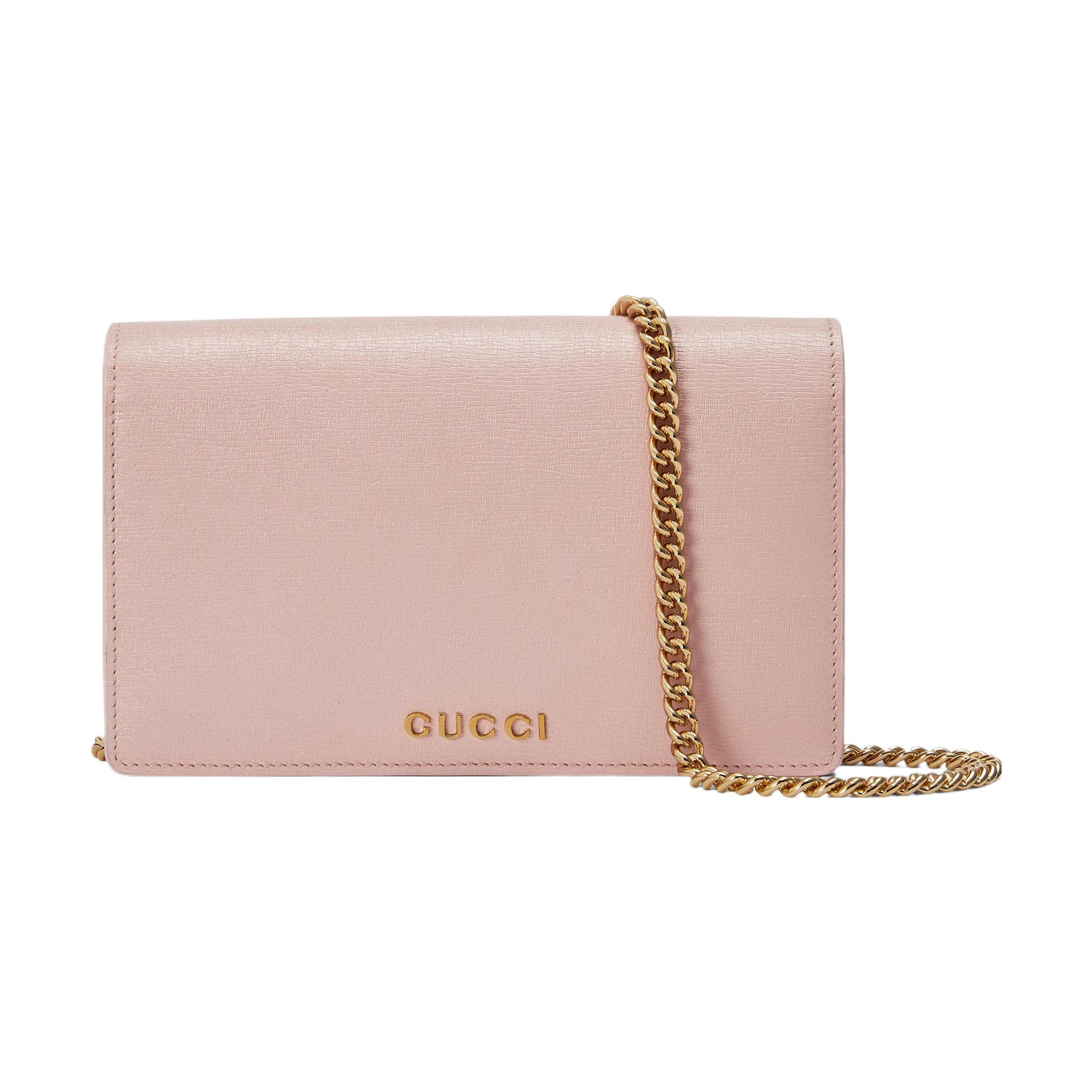 

Gucci Logo Dusty Pink Leather Mini Chain Crossbody Bag For Women Daily Use Box(Basic Set+Box)