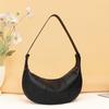New Women Bags 100% Genuine Leather Underarm Totes Solid Color Commute Handbag Portable Adjustable Half Moon Female Shoulder Bag
