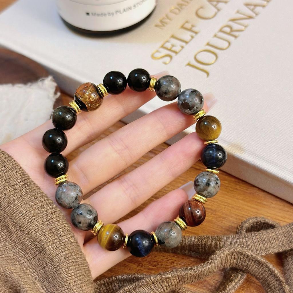 Black Myth Wukong Flame Stone Gold Obsidian Beaded Couple Bracelet for Women Original Design Yellow Tiger Eye Bracelet Jewelry