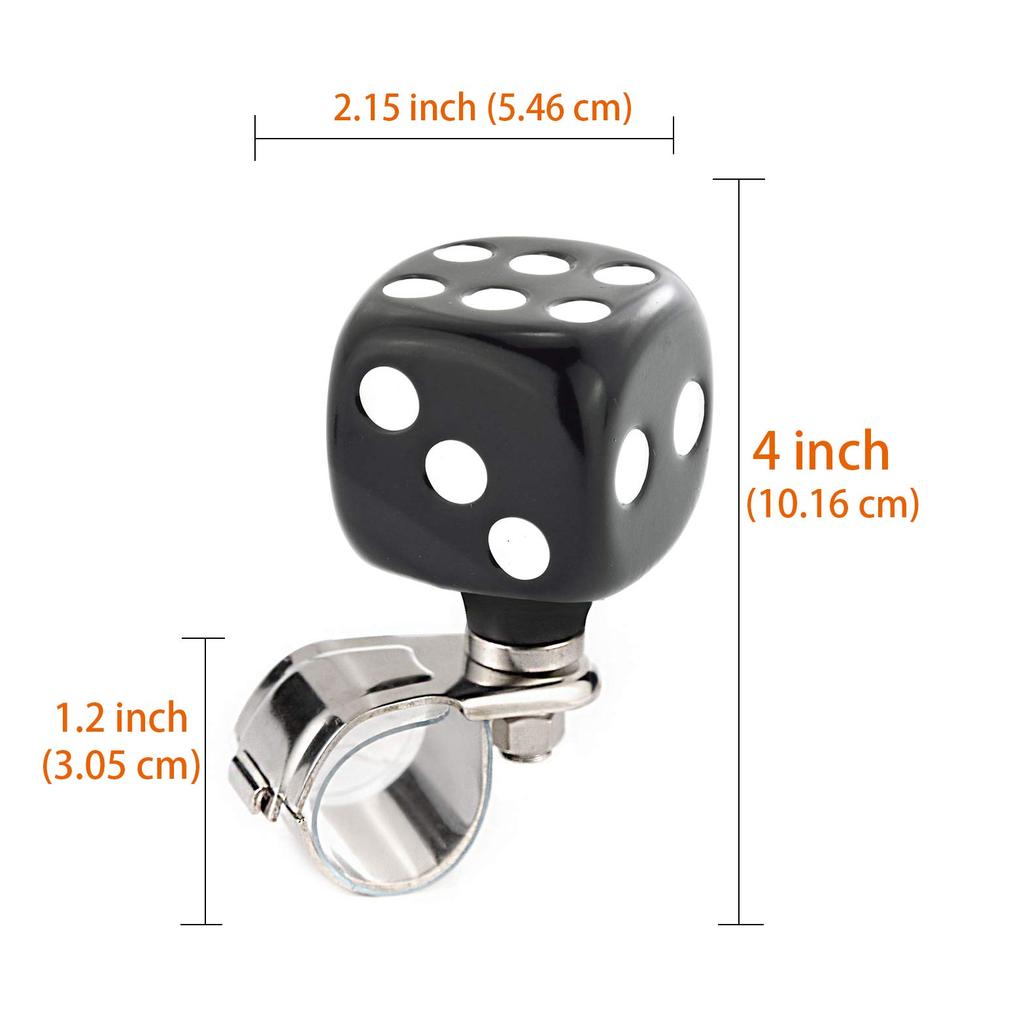 Arenbel Assist Steering Wheel, Car Steering Parts, Dice Shape, Resin, Interior Parts, Black and White