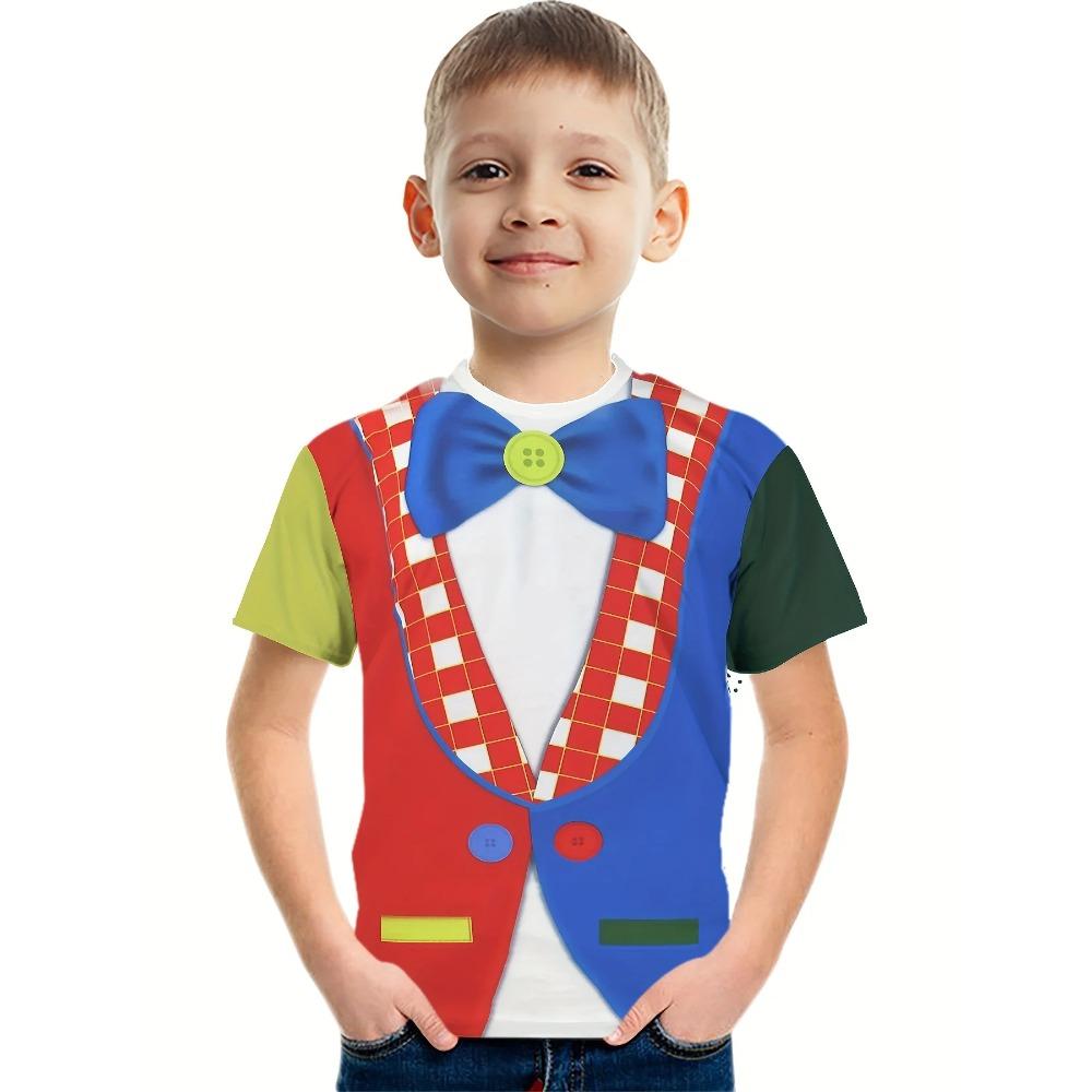 Children's Short Sleeve T-Shirts Creative Funny 3D Print Kids Summer Casual Comfortable Soft Breathable Round Neck Boys Girls T-Shirts