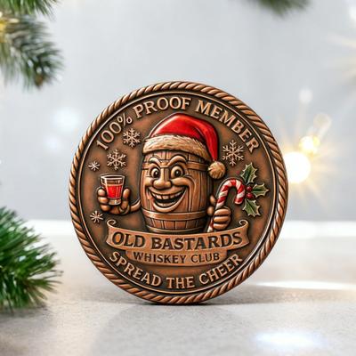Moneda Club de Whisky Yousheng Viejo Bastardo Moneda de Desafío de Whisky Vintage Navideño para Hombres Amantes del Whisky Coleccionistas de Bares