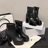 Fashion Black British Style Chunky High-heeled Boots Women's Autumn 2025 New Small Height-increasing Versatile Booties