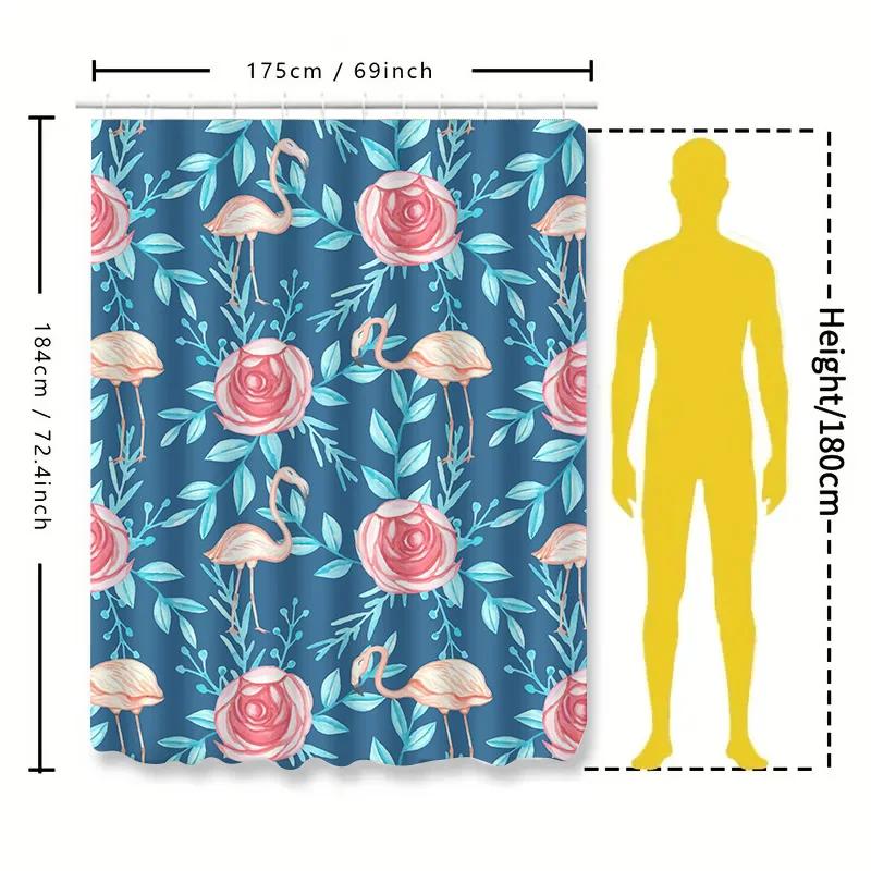 Tropical Rose Pink Flamingo Bathroom Shower Curtain Decorative Waterproof Fabric 3D Printing Home Textile Decoration