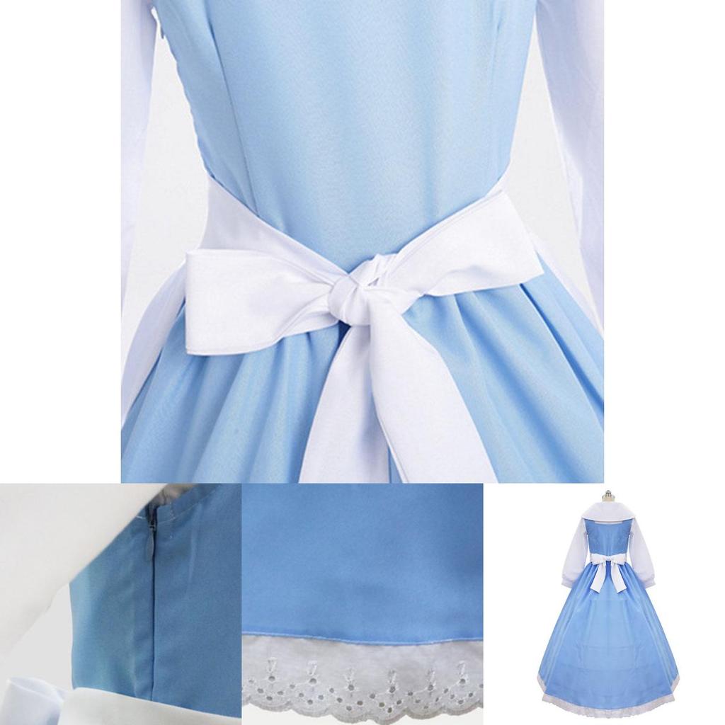 Elegant Beauty And The Beast Belle Blue Maid Dress With Exquisite Workmanship For Halloween