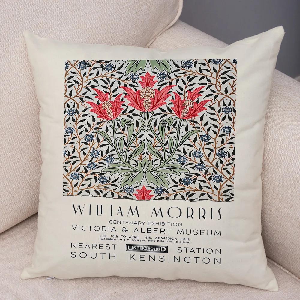 William Morriso Casual Pillowcase Double Print Decor Vintage Flower Boh Pillow Case for Sofa Car Home Plush Nordic Cushion Cover