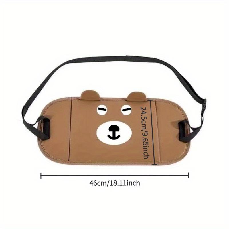 Portable Car Seat Footrest, Cartoon Bear Shape | Adjustable Foot Mat, Faux Leather, Coffee Color, Enhances Comfort and Style, Fits Most Vehicles