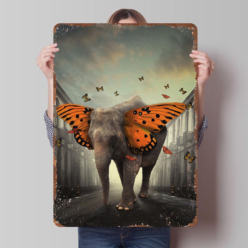 

Fantastic Elephant Poster Customized Wall Art Vintage Metal Signs Retro Tin Plaque for Man Cave Coffee Bar Accessories Wand Deko 7.9x11.8In(20x30cm)
