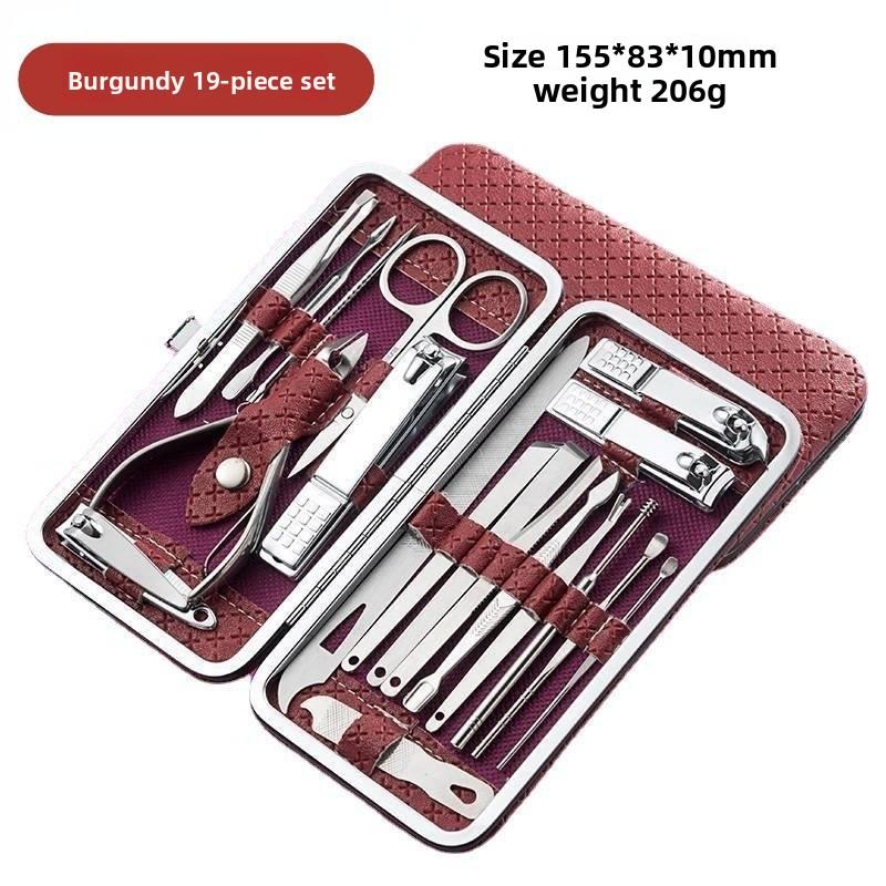 Professional 19 in 1 Nail Care Kit Stainless Steel Nail Clippers Set with Ear Spoon Pedicure Tools for Beauty Grooming