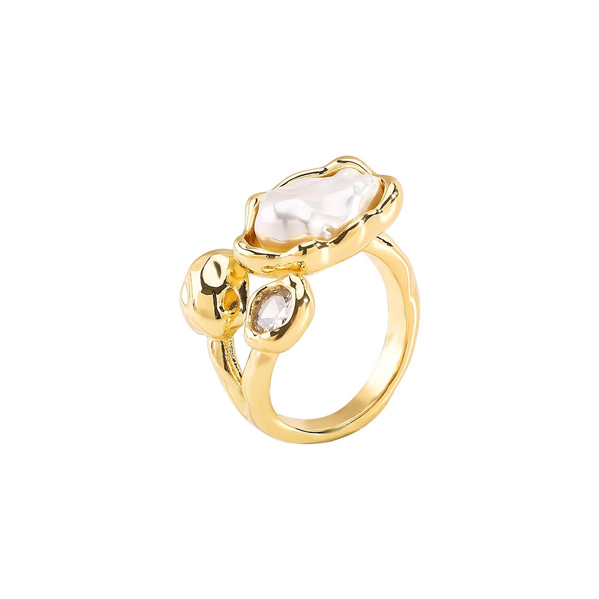 Irregular Imitation Baroque Pearls Rings for Women Men Boho Light Luxury French Style Opening Rings Wedding Jewelry Accessories