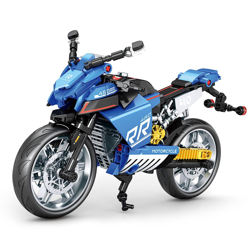 Racing Motorcycle Building Blocks Set, DIY Assembly Bricks Toy, Sport Motorcycle Model, Desk Decor & Collectible Gift