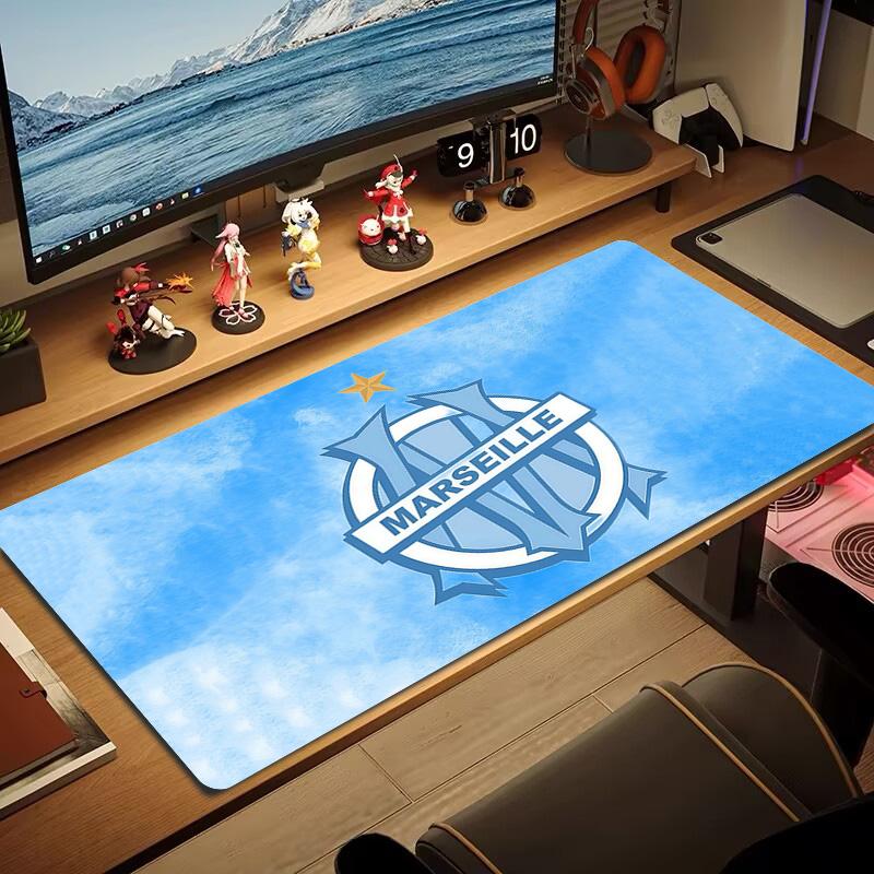 Olympique De Marseille Print Cushion Non-slip Laptop Tablet Big Mousepad XXL Mat Mini PC Playmat With Lock Edge