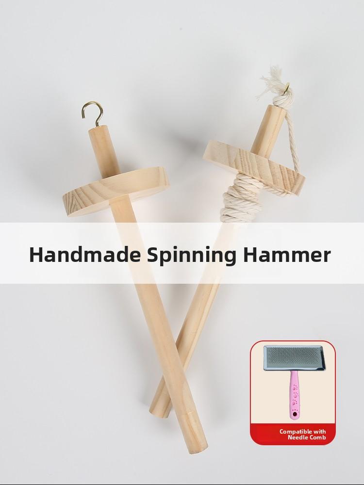 Real Wood Spinning Mallet for Yarn Combining Dog And  Hair Into Scarf Weaving Memorial DIY Crt Tool Home Textile Sewing