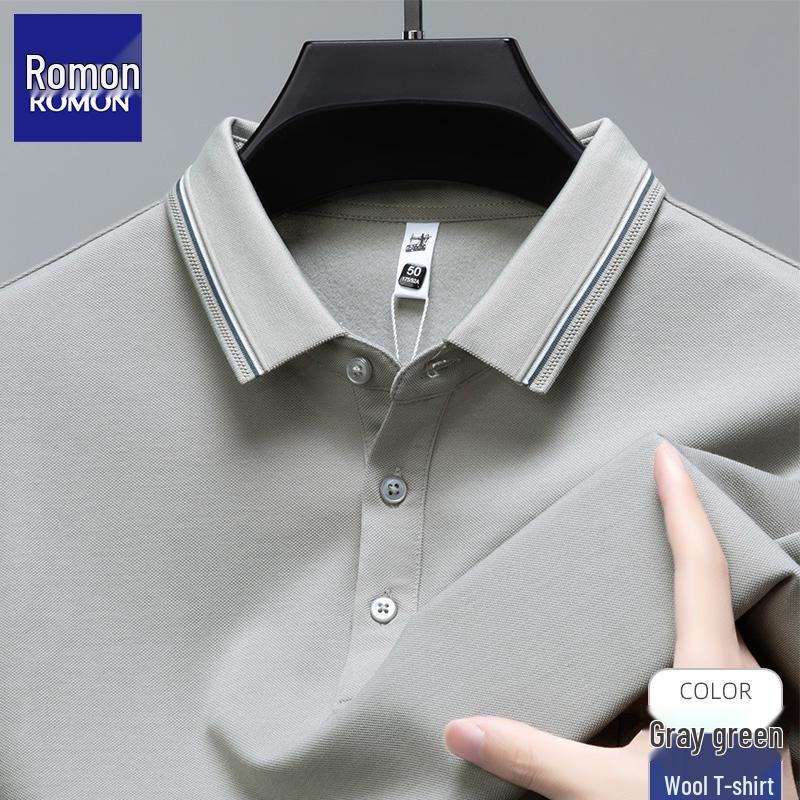 Men's Cashmere Wool & Silk Long Sleeve Polo - Spring/Autumn 2025 Edition, Versatile Dad's Turn-Down Collar Shirt