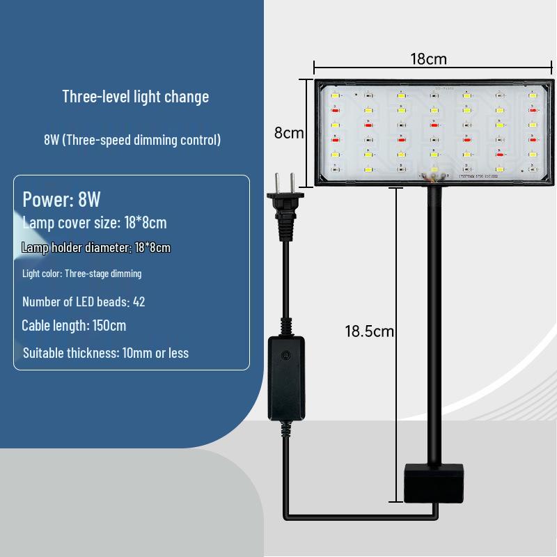 High-Brightness LED Aquarium Light with Energy-Saving Full Spectrum and Three-Stage Dimming for Water Plants and Ornamental Use.