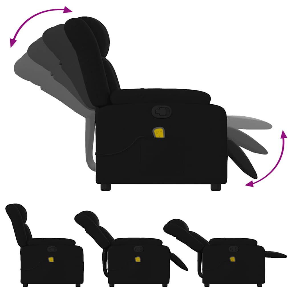 Vidaxl Foldable Massage Armchair, Black, Fabric Upholstered