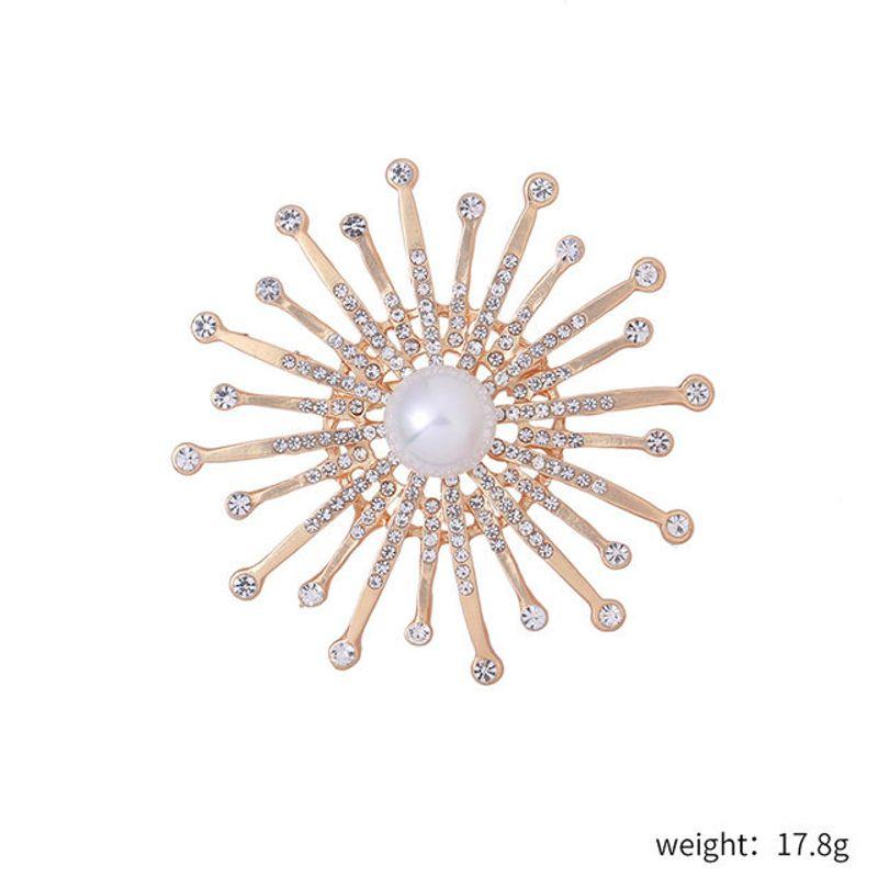SUNFLOWER Pearl Brooch Pin File Rhinestone Wedding Dress Collar Pin Fashion Fashion Costume Accessories