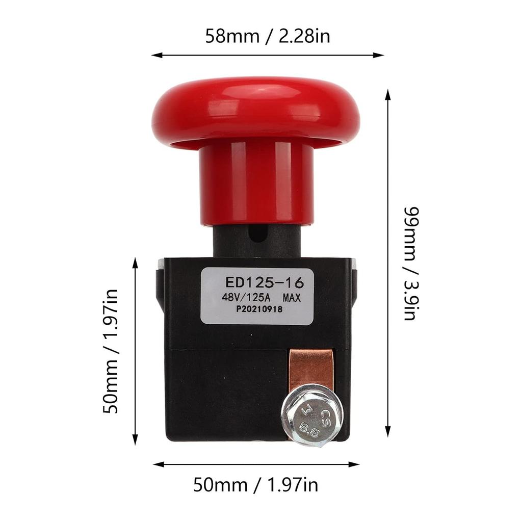 Emergency Stop Switch Button, Emergency Stop Switch 48V 125A Metal Alloy ED125‑16 Stop Button Fit for Most Forklifts