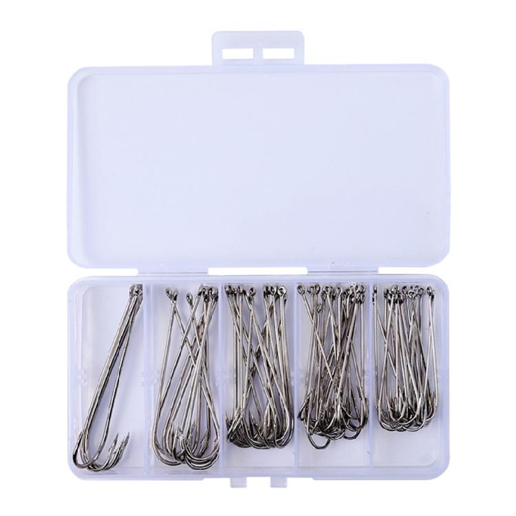 

70Pcs Long Shank Fishing Hook Multiple Size Barbed Fishing Hook Metal Hook Saltwater Fishing Tackle for Bass Trout 1