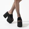 Fashion 13cm Chunky Heel Sandals For Women Black Platform Open Toe Slippers Punk High Heels Slippers Summer Sequin Shoes Sandalias Mujer