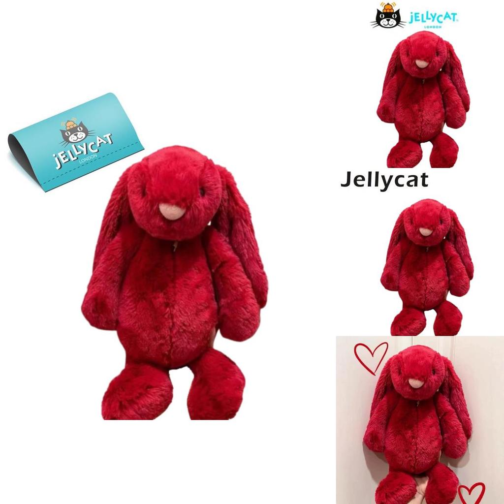 Jellycat Red Bonnie Bunny Plush Toy With Short Fur For Kids And Collectors