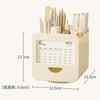 1pcs Calendar Pen Holder Rotatable, Large Capacity with Partition, Cute and Fresh Desktop Storage, Office Stationery