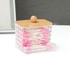 Acrylic Storage Box Bathroom Jar Makeup Organizer Cotton Round Pad Holder Cotton Swab Box Qtip Holder Dispenser with Bamboo Lid