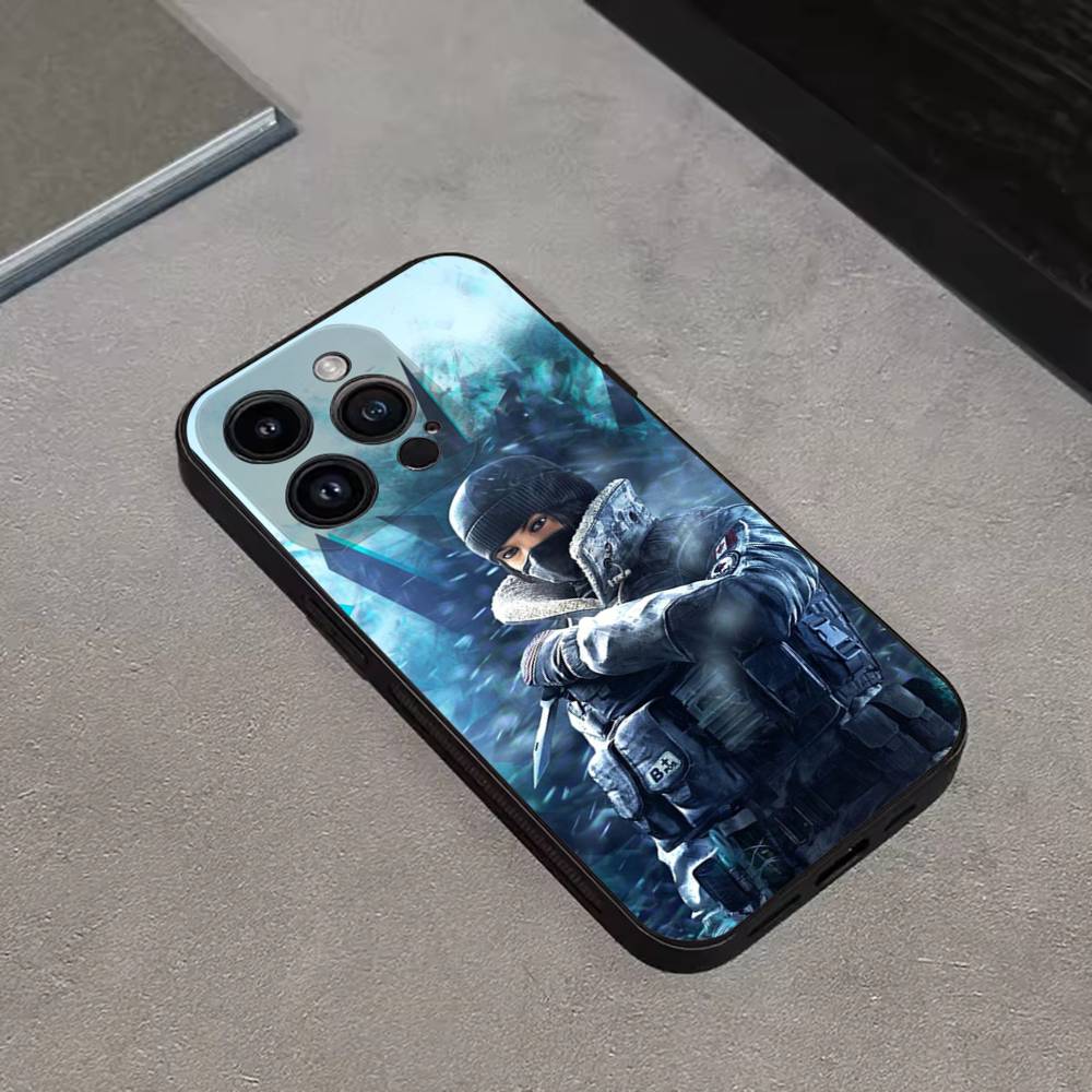 Rainbow S-Six S-Siege Phone Case For iPhone 16,15,14,13,12,11 Plus,Pro Max,XS,X,XR,SE,Mini,8,7,Soft Silicone Black Cover