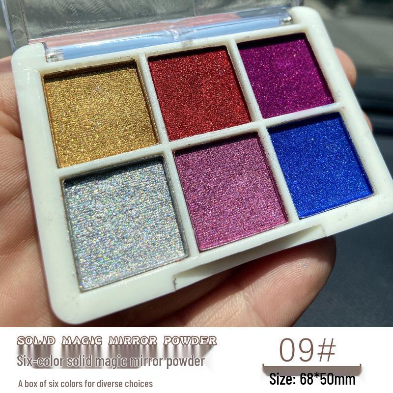 6-Color Magic Mirror Powder Set: Ultra-Bright Nail & Eyeshadow Palette with Aurora and Gold Ripple Effects