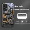Old Style Gear Gold Gray For Samsung Galaxy S24 Plus S20 21 FE S23 Ultra S8 9 A70 72 73 50 51 52 53 Tempered Glass Phone Case