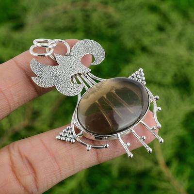 Daughters Day Deal Smoky Quartz Stone 925 Sterling Silver Sister Bezel Pendant