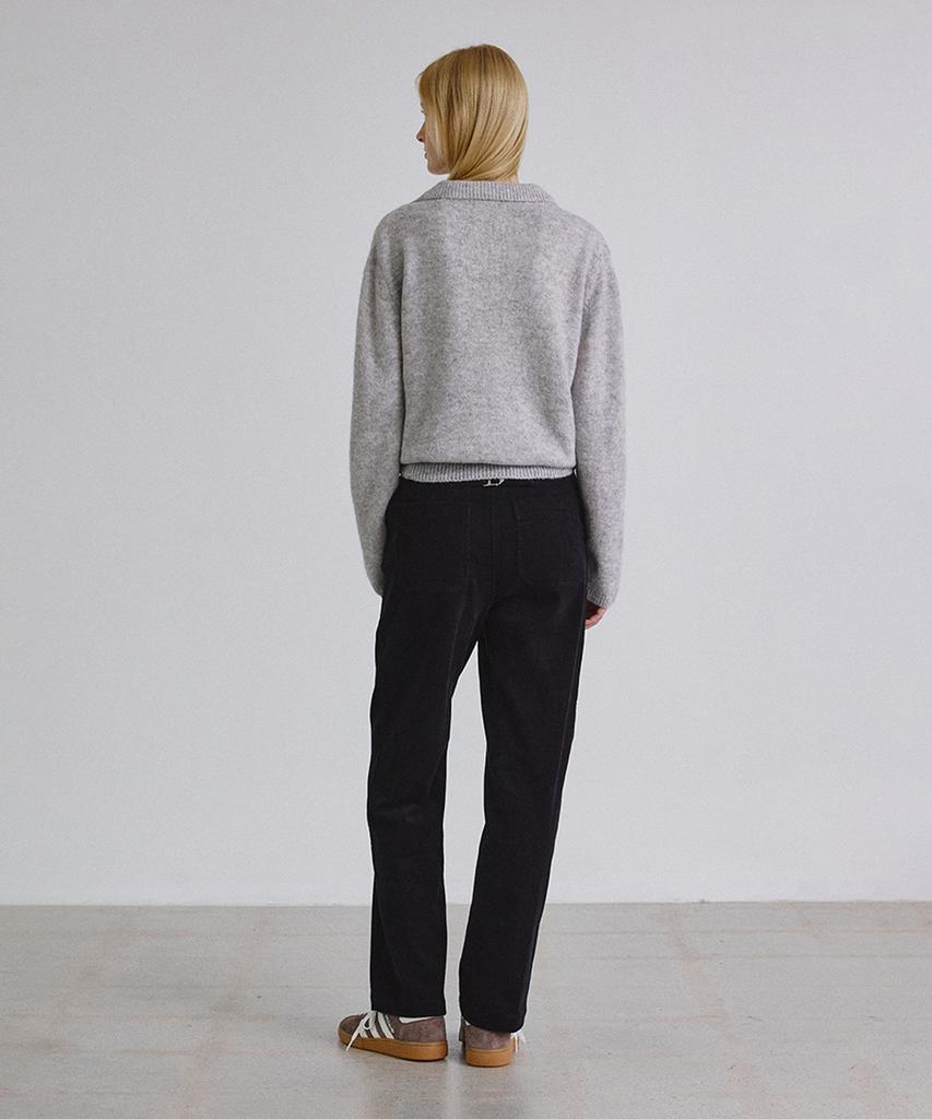 STEP AROUND Corduroy Belted Straight Pants_Black