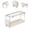 2 Tier Countertop Dish Draining Rack Organizer Kitchen with Drip Tray Space Saving Drainer