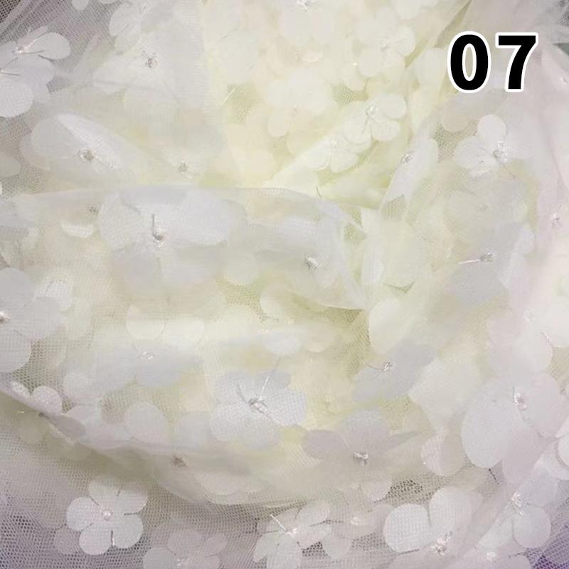 1 Yard DIY Handmade High Quality Lace Mesh Embroidery Sequin 3D Flower Tulle Fabric DIY Dress Bow Clothes Decor Crafts