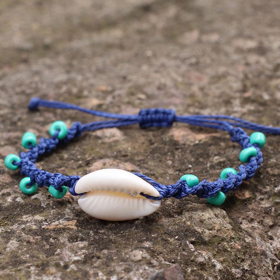 Noter Bohemia Macrame Bracelet Adjustable Unisex Beach Shell Braslet 4mm Blue Howlite Braclet Handmade Surfing Jewelry Pulseria