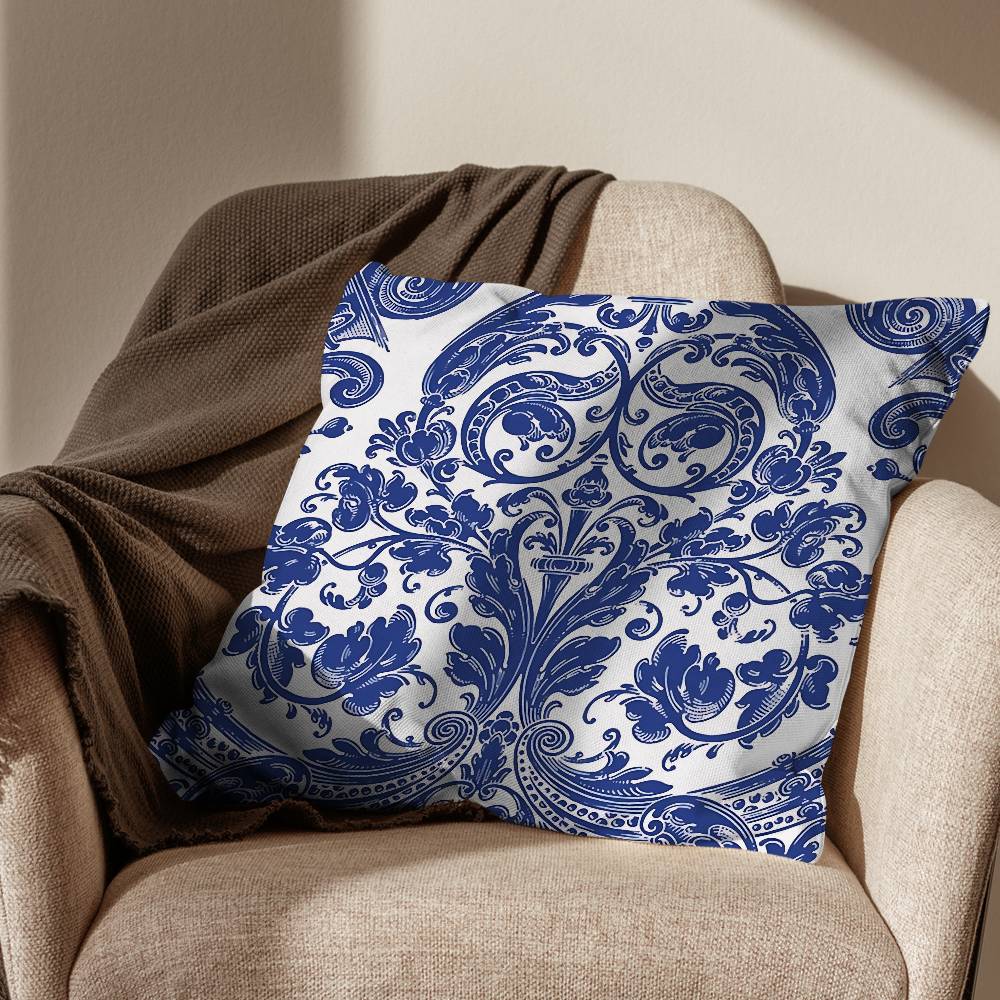 BBlue and White Porcelain Pillow Case Sofa Living Room Bedroom Headboard Backrest Cushion Square Cushion Nap Time