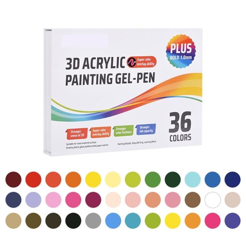 

36/54 Color Acrylic Painting Gel Pen Multicolored Journaling Pen 1.0mm Tip Colored Drawing Pens for Journal Scrapbooking