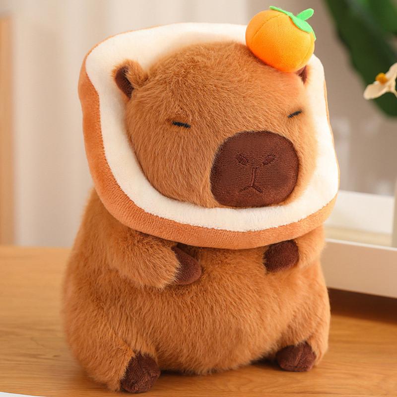 Capybara Plush Huggable Toy With Unique Food Designs And Soft Short Plush Fabric